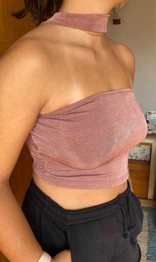 Top crop Shein rosa envejecido