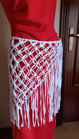 Pareo tejido macramé blanco
