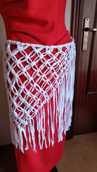 Pareo tejido macramé blanco