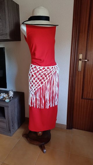 Pareo tejido macramé blanco
