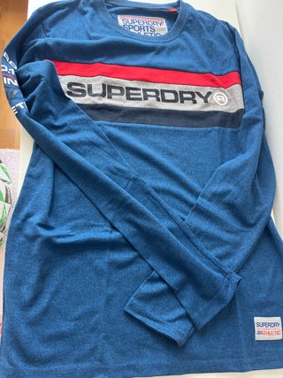 Camiseta Superdry Hombre Manga Larga Azul Roja