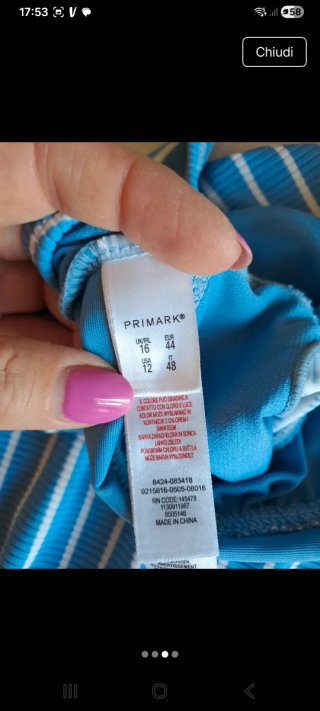 Costume intero Primark righe blu