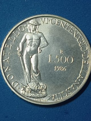 Moneta Argento 1986 Donatello L.500