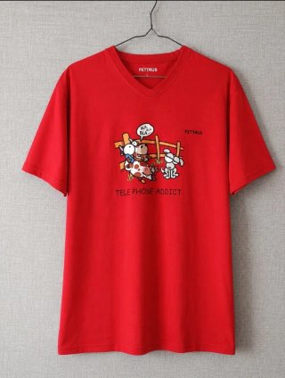Camiseta PETR3RUS roja talla L con estampado