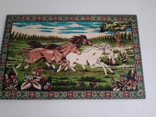 Tapiz Vintage Caballos 70s 190x120 Decoración