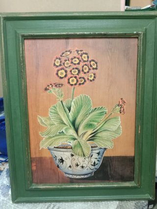 Cuadro de flores amarillas y maceta