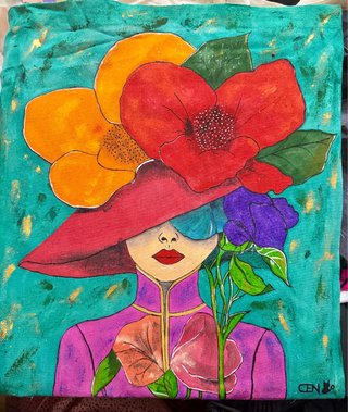 Bolso pintado a mano con flores
