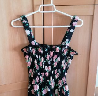 Vestido largo H&M floral negro y rosa Talla S