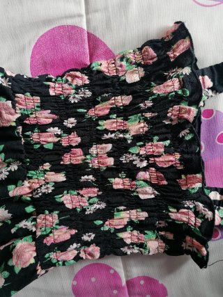 Vestido largo H&M floral negro y rosa Talla S