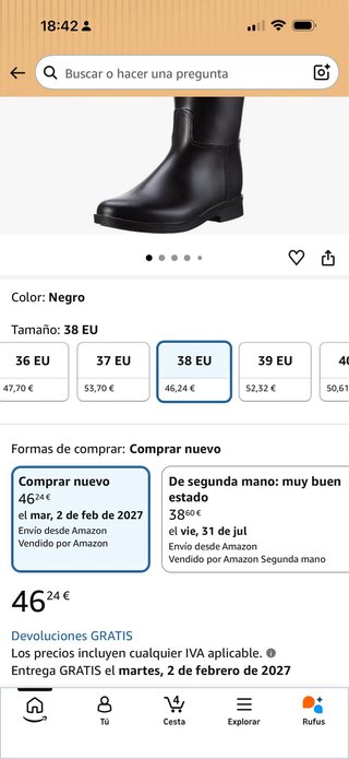 Botas de agua negras talla 38