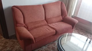 Sofá 2 plazas rosa/rojo tela