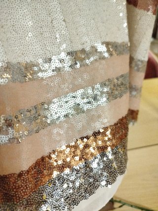 Top Tirahres Beige y Ocre Lentejuelas