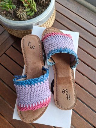 Sandalias de piel itse trenzadas multicolor