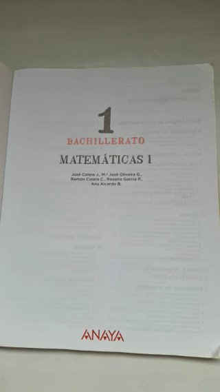 libro de matemáticas 1°bachillerato