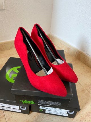 Zapato tacon color Rojo T 37, 38, 39 Y 40