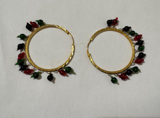 Orecchini cerchio con perle  pendenti vintage
