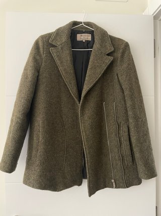 Abrigo Zara Biker Cuello Pelo Caqui