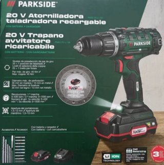 Taladro Atornillador Parkside 20V completo