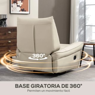 Sillón relax reclinable piel sintética beige
