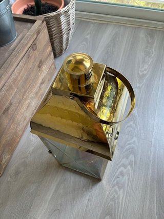Farol decorativo dorado metal y cristal