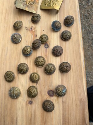 Lote Hebillas y Botones Militares Antiguos