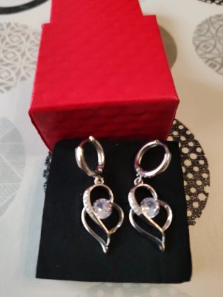 Pendientes Corazón Plateado con Circonitas