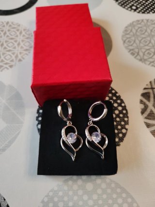 Pendientes Corazón Plateado con Circonitas