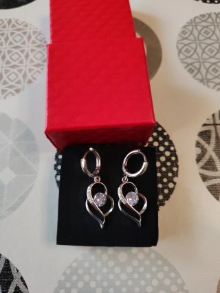 Pendientes Corazón Plateado con Circonitas