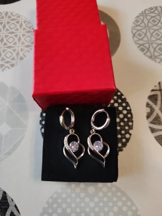 Pendientes Corazón Plateado con Circonitas