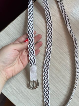 Cinturón trenzado blanco y marrón
