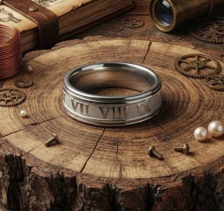 Anillo Acero Clásico Números Romanos