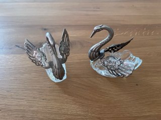 Pareja cisnes metal y cristal 8x8x4