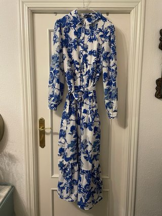 Vestido Largo Estampado Floral Azul Talla L