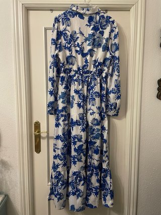 Vestido Largo Estampado Floral Azul Talla L
