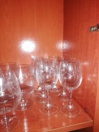 Juego de copas de cristal tallado a mano