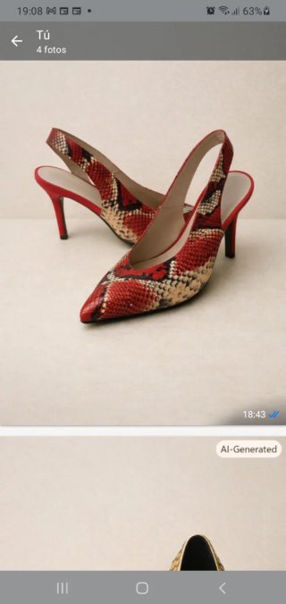 Tacones Slingback Piel Serpiente Rojo