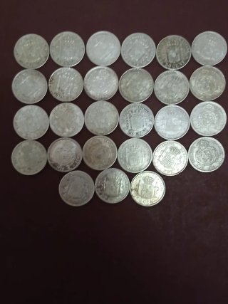 27 Monedas de Plata Españolas.