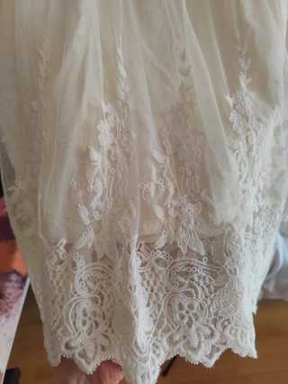 Falda de encaje beige talla única