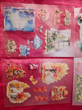 Set 4 fogli stickers scrapbooking e decoupage