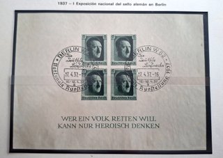 Sellos Alemania Tercer Reich año 1937 Yvert bloc 9