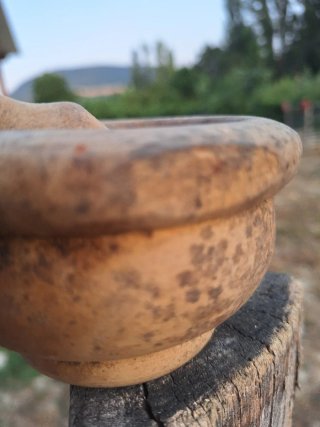 Mortero de madera con mazo