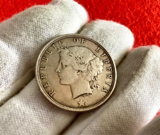 1896 LIBERIA ~ 50 CENTS. PLATA. SOLO 5000 ACUÑADAS
