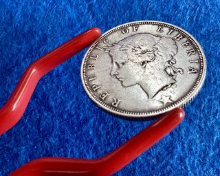1896 LIBERIA ~ 50 CENTS. PLATA. SOLO 5000 ACUÑADAS