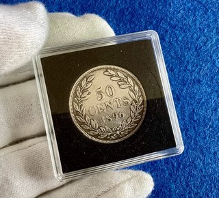 1896 LIBERIA ~ 50 CENTS. PLATA. SOLO 5000 ACUÑADAS