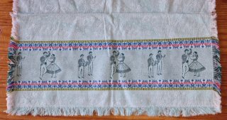Toalha de Linho e Algodão Feita à Mão Vintage