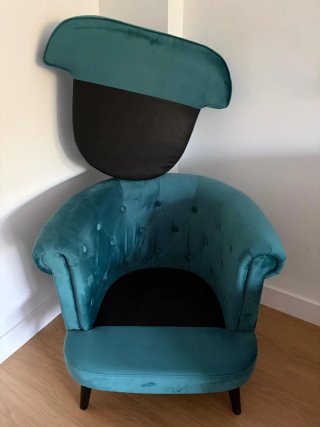 Sillón butaca terciopelo verde de gato pretto