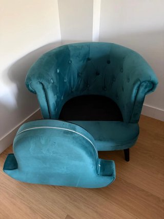 Sillón butaca terciopelo verde de gato pretto