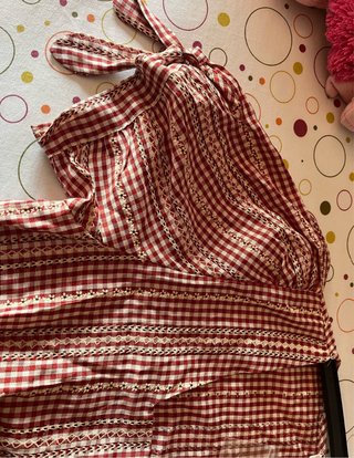 Blusa Mulaya cuadros roja y blanca Talla L