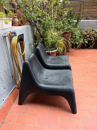 2 Banquetas Terraza Piscina Plástico Negras