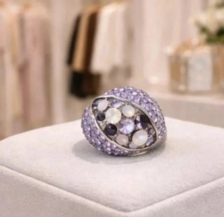 Anello donna viola e argento